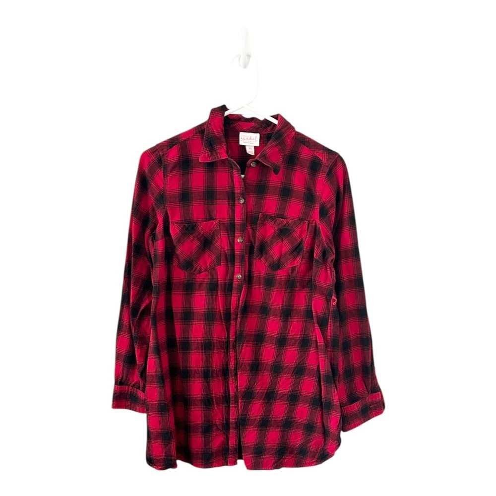Isabel Maternity by Ingrid & Isabel Red Flannel Top Size XS